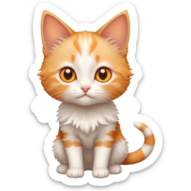 full body of very small + skinny ginger and white kitten with deep orange eyes and triangular shaped face sticker