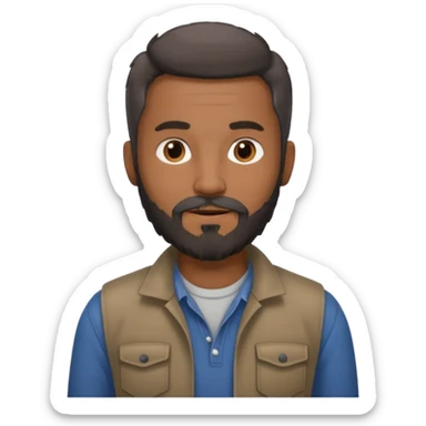 give my dad a grandpa look but beard mixed with grey and black , very low hair on head brown in complexion, casual clothes sticker