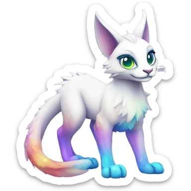 Cute Kawaii Epic Ethereal Sparkly Colorful Sergal-Caracal-Vernid full body sticker