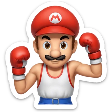 super mario with boxing gloves sticker