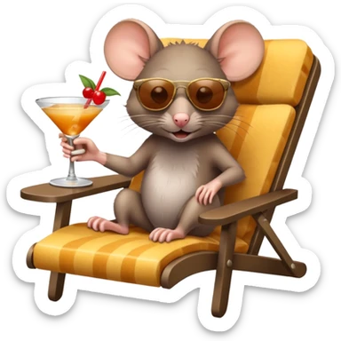 Rat in a lounge chair with a cocktail sticker
