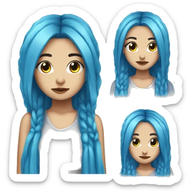 Emo Girl with two very long blue hair in only two long plaits on either side touching the floor  sticker