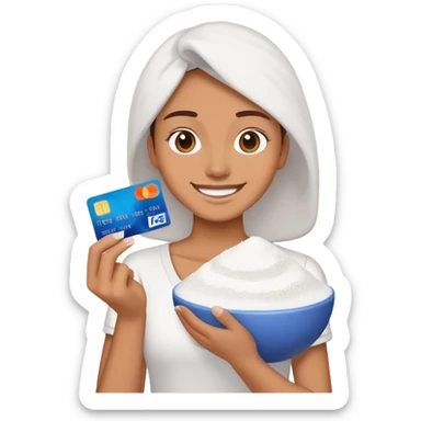 Happy emoji with creditcard in hand and a pile of white powder sticker