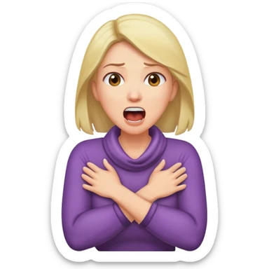 woman with arms crossed around neck screaming sticker