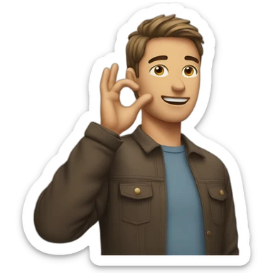 man putting his hand to ear sticker