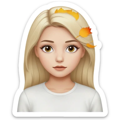 ragazza bionda cenere truccata con maglietta a maniche lunghe bianca sticker