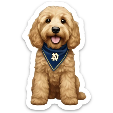 Goldendoodle with notre dame bandana sticker