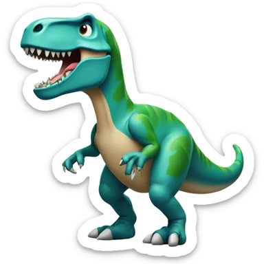 A T-rex with a broken arm in a plaster sticker