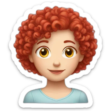 Red curly haired white girl with love and hearts sticker