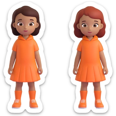 Slightly increase the volume of the upper body of the girl, separate the girl and the boy from each other, and make the skin color the same for both characters. Keep the cartoonish 3D style. sticker