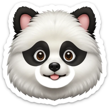 Dog pomeranian but hes like a panda the color and everything he has all black face but in the middle and nose part is white sticker