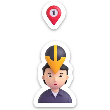 person with location indicator above their head sticker