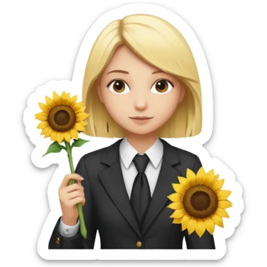 Blonde girl Law school student with sunflower on blouse and chancellor wand sticker