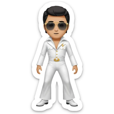 A boy with an Elvis Presley mask with sunglasses dressed as Elvis Presley sticker