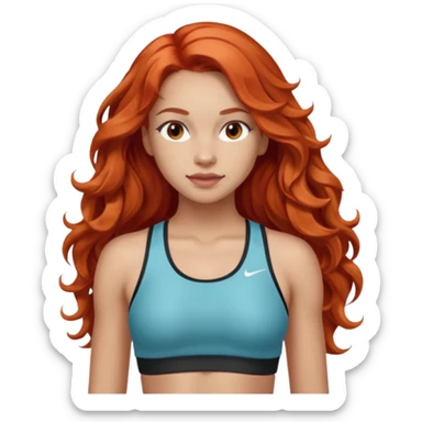 Athletic girl with long light red wavy hair and smaller boobs sticker
