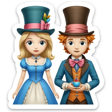 Isolated, detaile illustration of the most incredibly realistic, modern style Alice in wonderland madhadder
figurine imaginable, toy style. sticker
