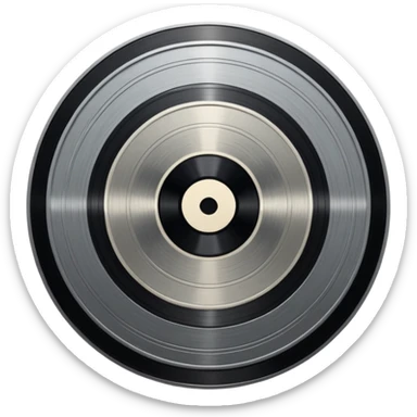 A dark metal platinum music award plaque The center features a relief of a or stylized vinyl record in a slightly darker metallic tone sticker