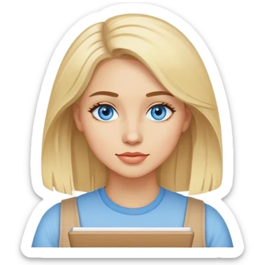 Blonde hair blue eyed, light skinned woman artist sticker