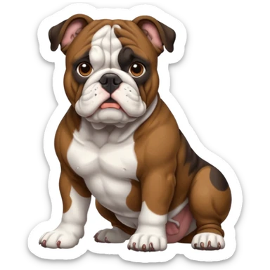 bulldog ingles atigrado cafe oscuro casi negro con blanco sticker