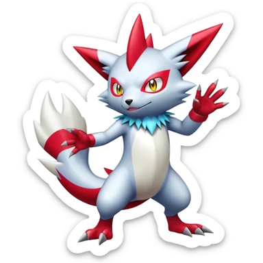 Cool Shiny Digimon-Weavile-Zangoose-Quilava-hybrid full body sticker