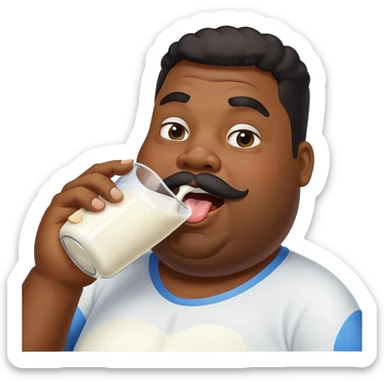 Fat black guy chugging milk sticker