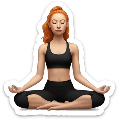 Aesthetic Ginger girl in black gym fit full body meditating  sticker