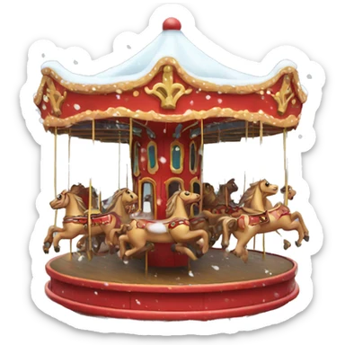 Red carousel with snow sticker