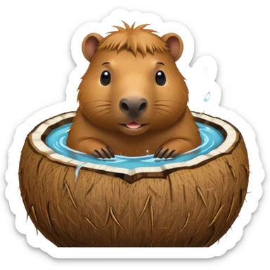 Capybara in a Coconut  sticker