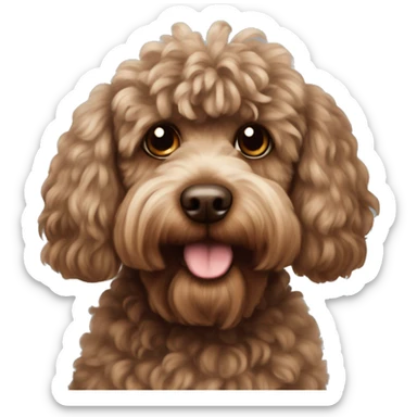 Brown fluffy cockapoo with bows on each ear  sticker
