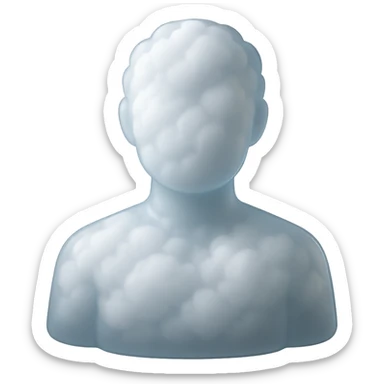 matte glass style, person shoulder up, front view, made entirely of white fluffy clouds sticker