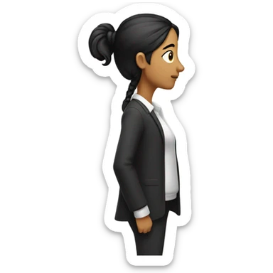long nose, looking to the side, With black hair in a ponytail sticker