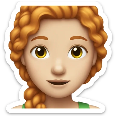 A girl with white skin, ginger hair white bank and green eyes sticker
