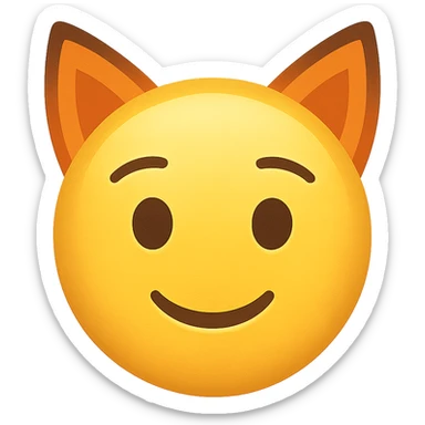 yellow face with orange fox ears, digital illustration, emoji style sticker