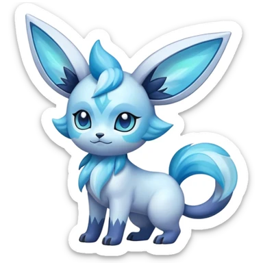 Colorful Iridescent Exotic Espurr-Aurorus-Glaceon-Fakémon-hybrid-creature (full body)  sticker