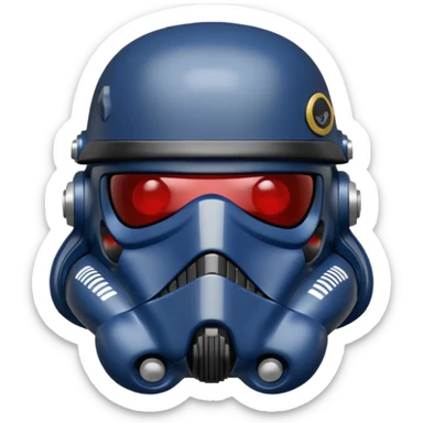 a blueberry wearing a black star wars death trooper helmet sticker