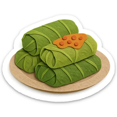 paper craft style layered paper look sarma, traditional stuffed cabbage rolls on a plate sticker