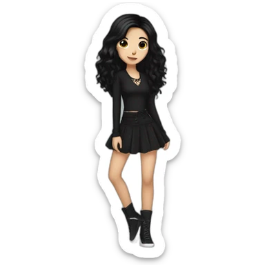 Latina-goth-girl-with-black-hair-and-brown-eyes--dancing sticker