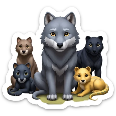 Fai un emoji per ognuno di questi personaggi del libro della giungla: Akela, Bagheera, Baloo, Kaa, fratel Bigio, Raska, Rama, Ikki, Chill e Mang sticker