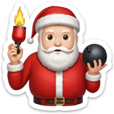 Santa holding a bomb sticker
