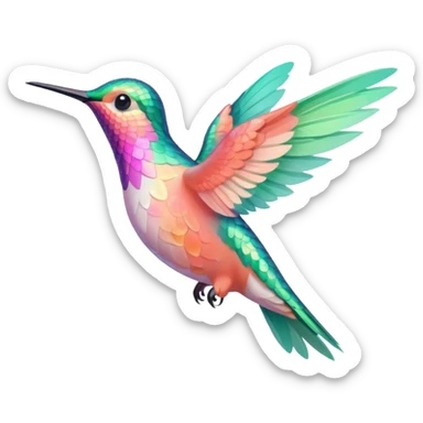 peach pink and mint humming bird sticker