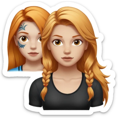 girl with long blonde hair and tattoos and an athletic ginger girl sticker