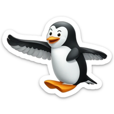 pingüino enamorado viaja en avión donde su amor sticker