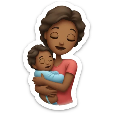 Mom holds the baby in her arms facing each other sticker