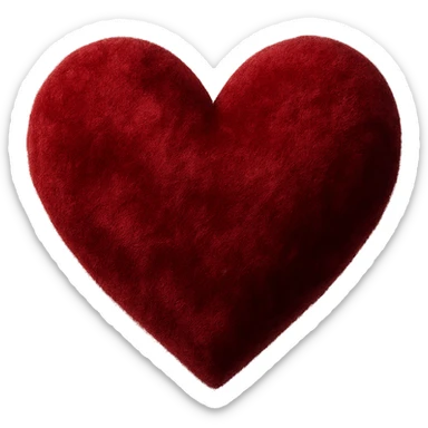 heart with a velvet texture, digital illustration style, no background sticker