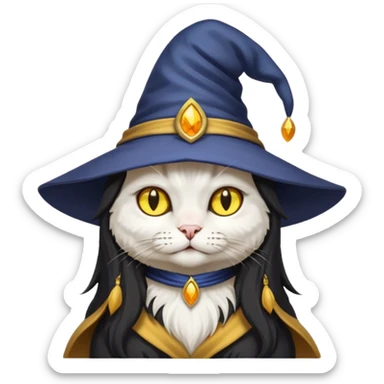 Black and white cat that is a sorcerer sticker