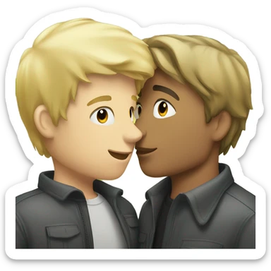 Blond girl kissing a brunette guy  sticker