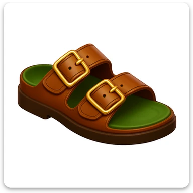 Keep the image exactly the same, just make the sole of the shoe brown. Add a subtle highlight to the leather. The style is iOS emoji style, 3D, shiny, smooth gradients, soft shadows, realistic brown sandal with straps, classic emoji look. sticker