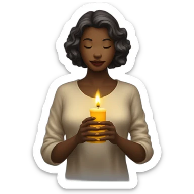 Une femme dans l’obscurité portant une bougie dans chaque main  sticker