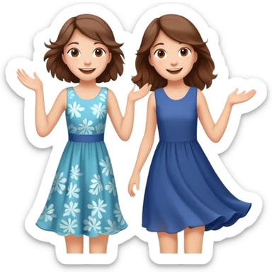  happy elegant beautiful girl flowy brown hair that is more valuable then corals and her sister excited to see to travel the world sticker