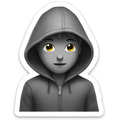 grayscale mysterious hooded boy in gloves sticker